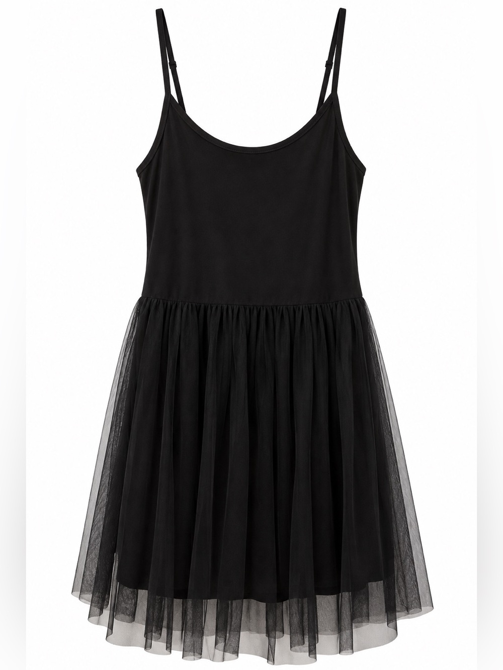 Classic Black Spaghetti-Strap Dress with tulle skirt 8